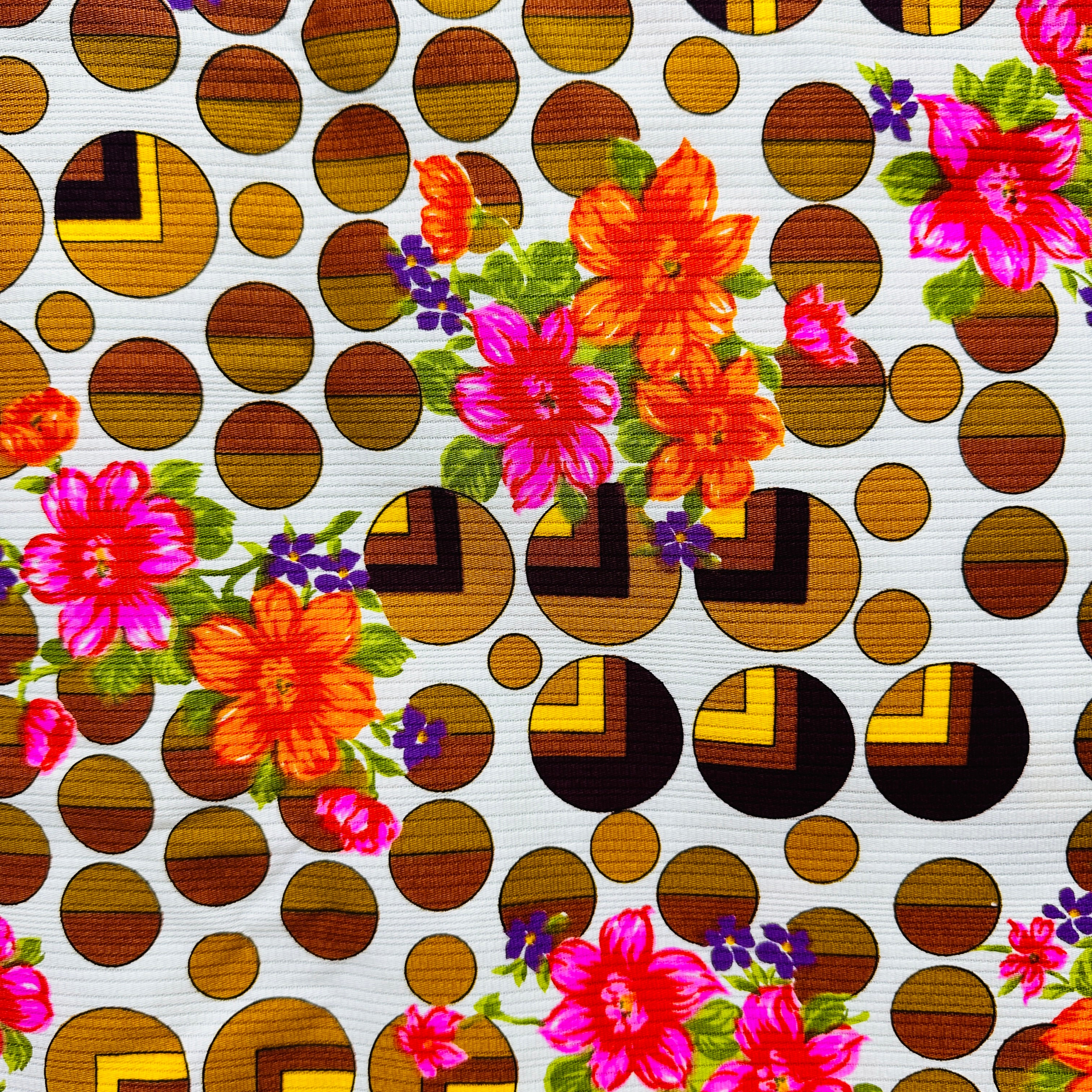 155cms FAB Vintage Fabric Bright Floral Abstract Print