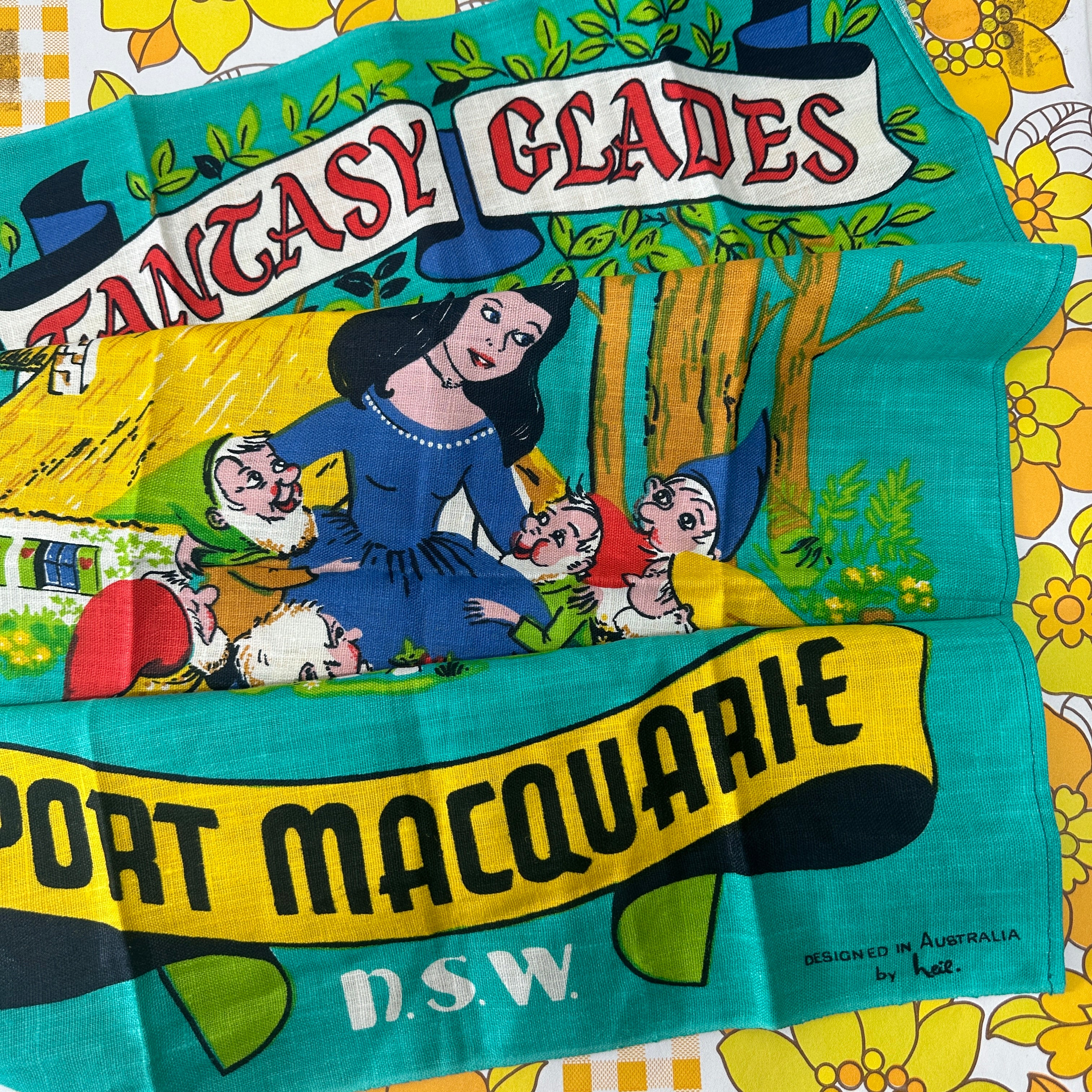 RARE Vintage Fantasy Glades Tea Towel HEIL Port Macquarie