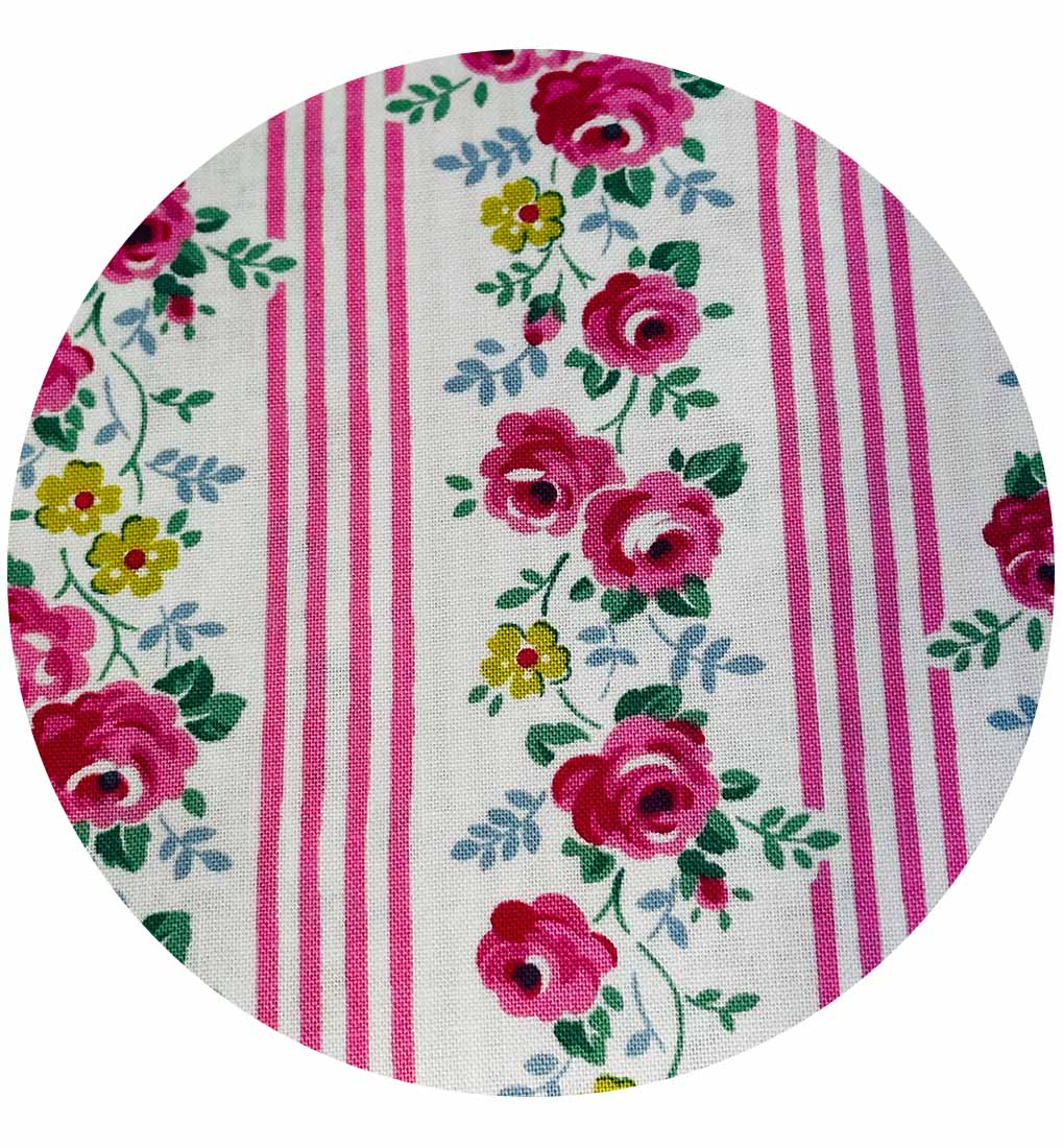Cath Kidston Stripe Pink Cotton Fabric | Sold by Half Metre