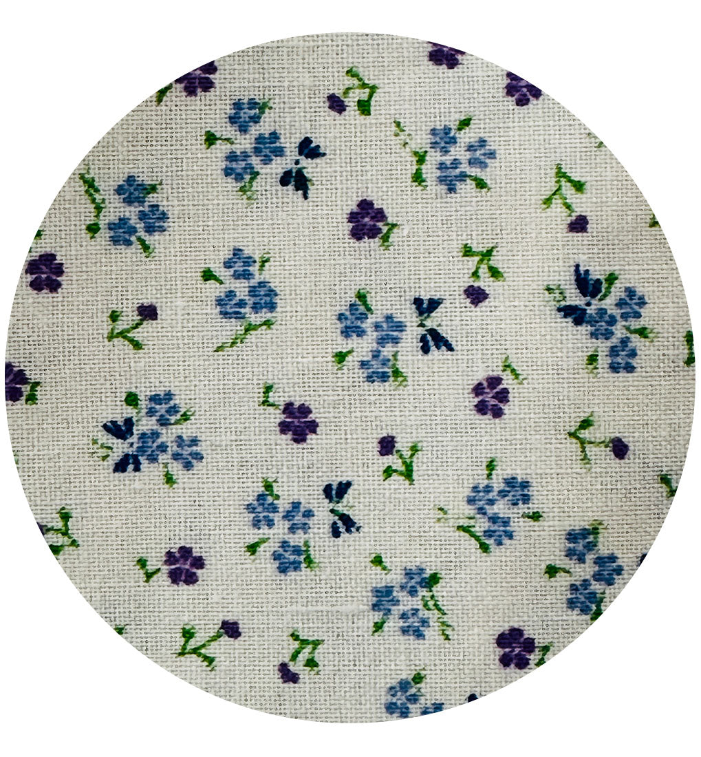 By Metre | Blue & Purple Floral Cotton Fabric | 110cm Wide