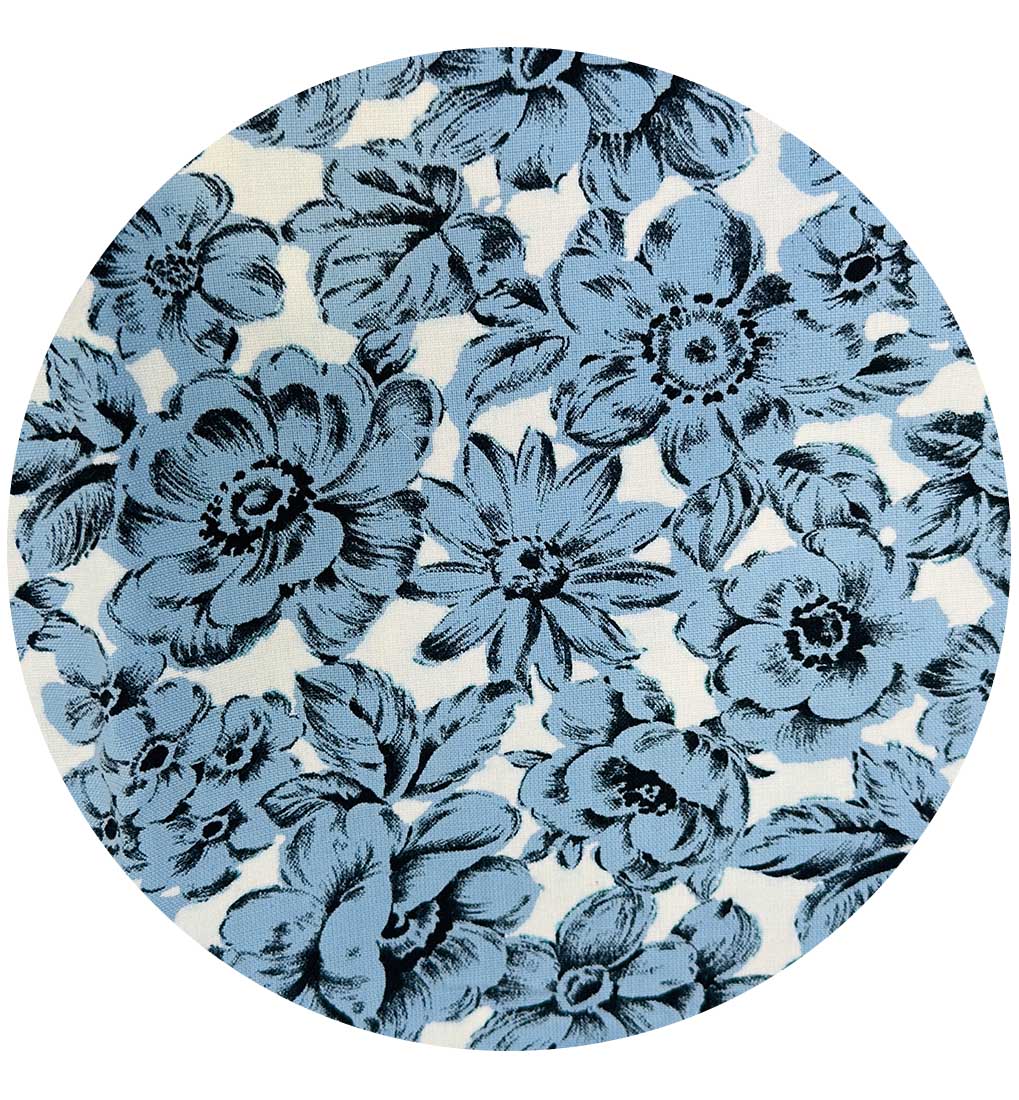 260cm | Vintage Blue Floral Cotton Fabric