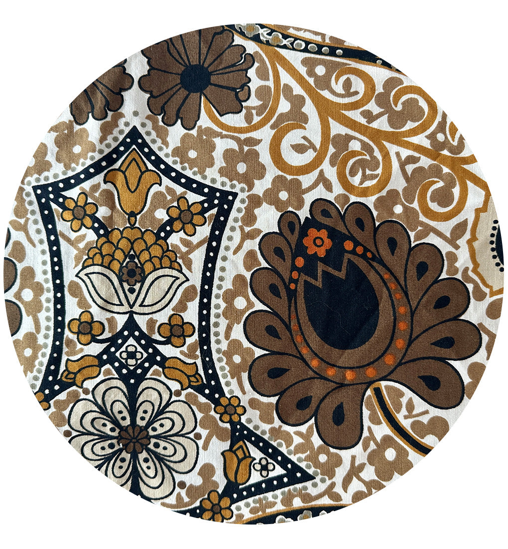 170cms Brown Retro Bold Floral Fabric