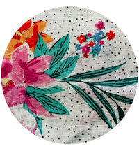 200cm | Large Floral Cotton Fabric Panel | Pink & Orange Flowers
