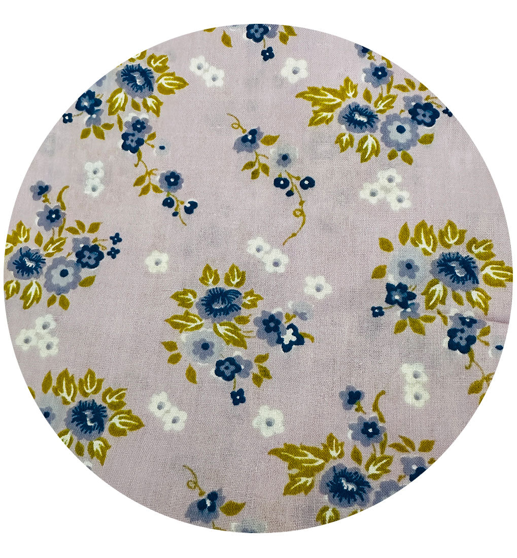 400cm Pretty Purple Vintage Cotton Floral Fabric