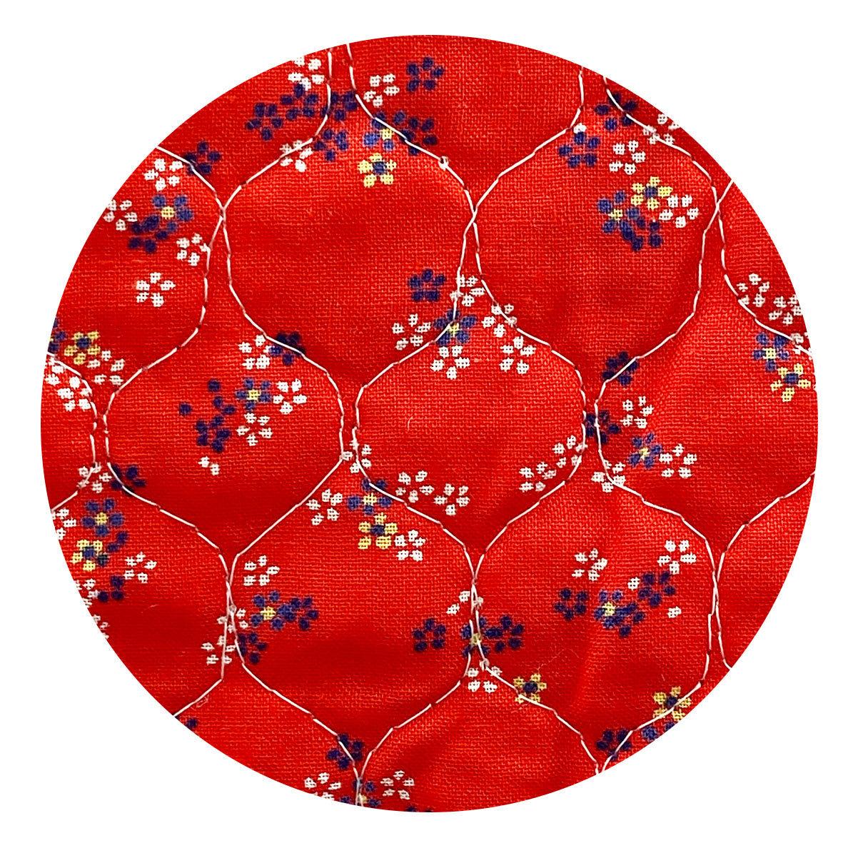 200cms Quilted Cotton Red Floral Fabric VINTAGE Sewing