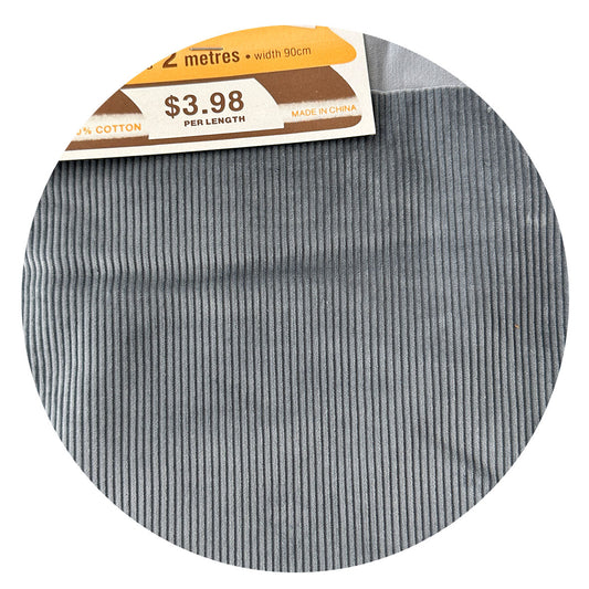 200cms nVINTAGE Grey Cord Fabric Original Labels