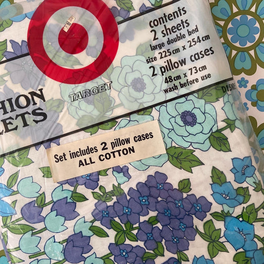 AMAZING Vintage UNUSED Cotton Sheet Set DOUBLE