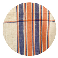 Blue & Orange Pure Linen Fabric Table Cloth Finish CREATE