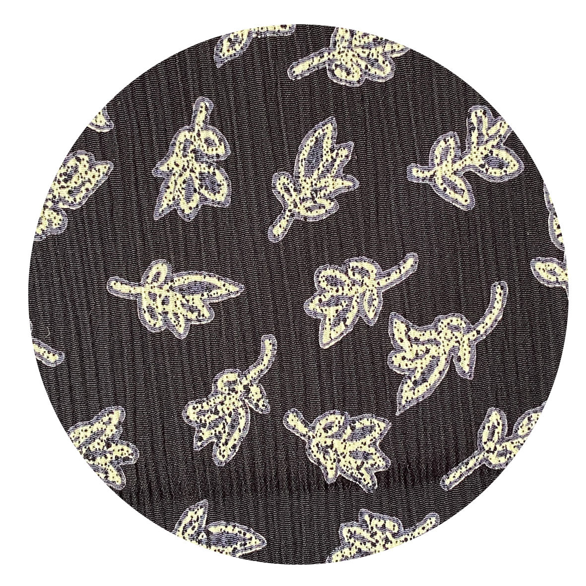 220cms Vintage Crepe Black & White FABRIC Leaf Print