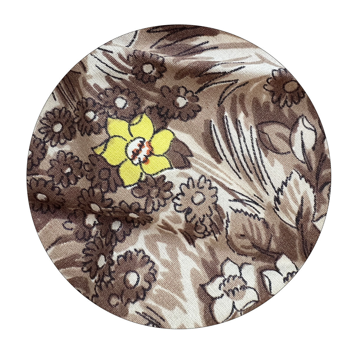 320cms Silky Vintage Brown Floral Dress FABRIC