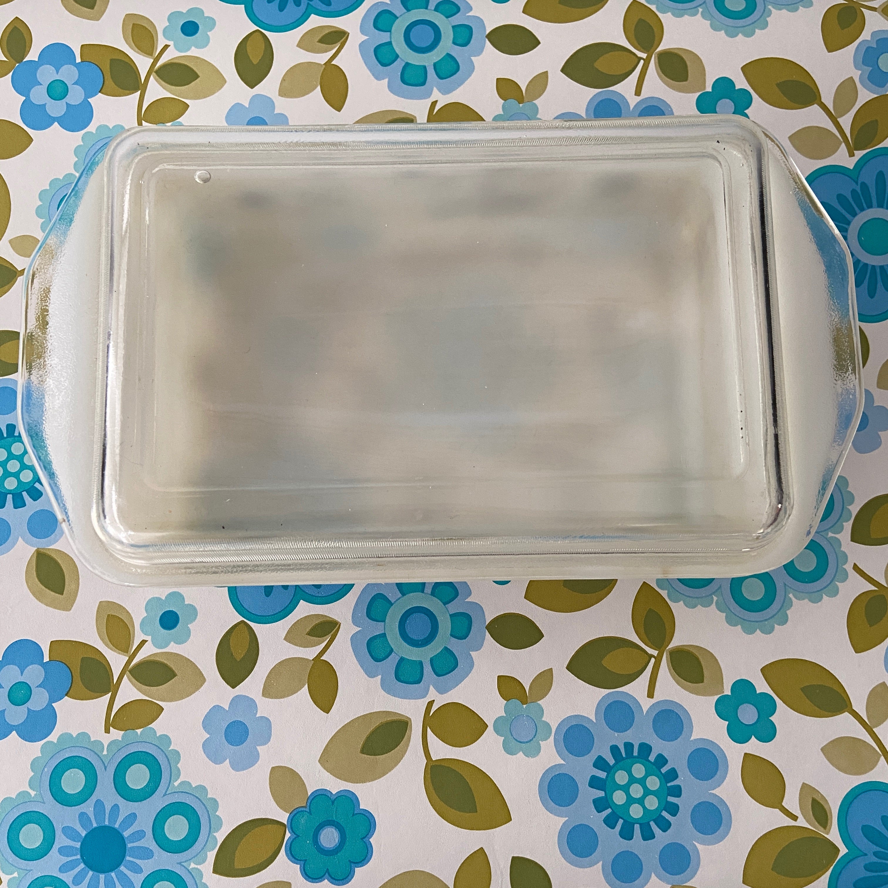 VINTAGE Pyrex Casserole Dish Blue Floral