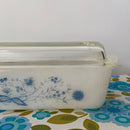 VINTAGE Pyrex Casserole Dish Blue Floral