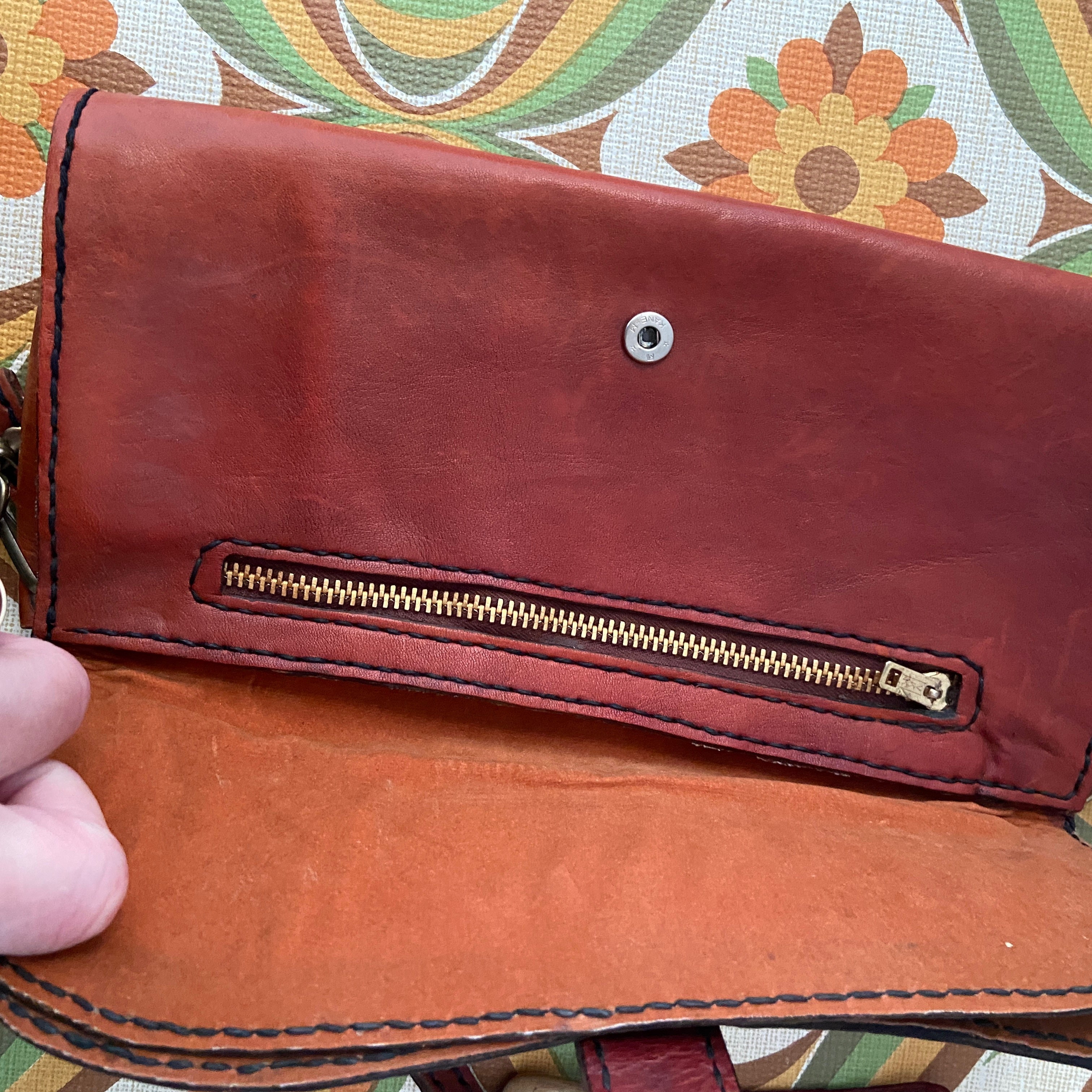 Genuine Leather Handbag BOHO Hippy Old School 70's