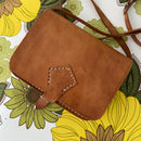 Vintage Genuine Leather Handbag Satchel Purse Hippy Chic