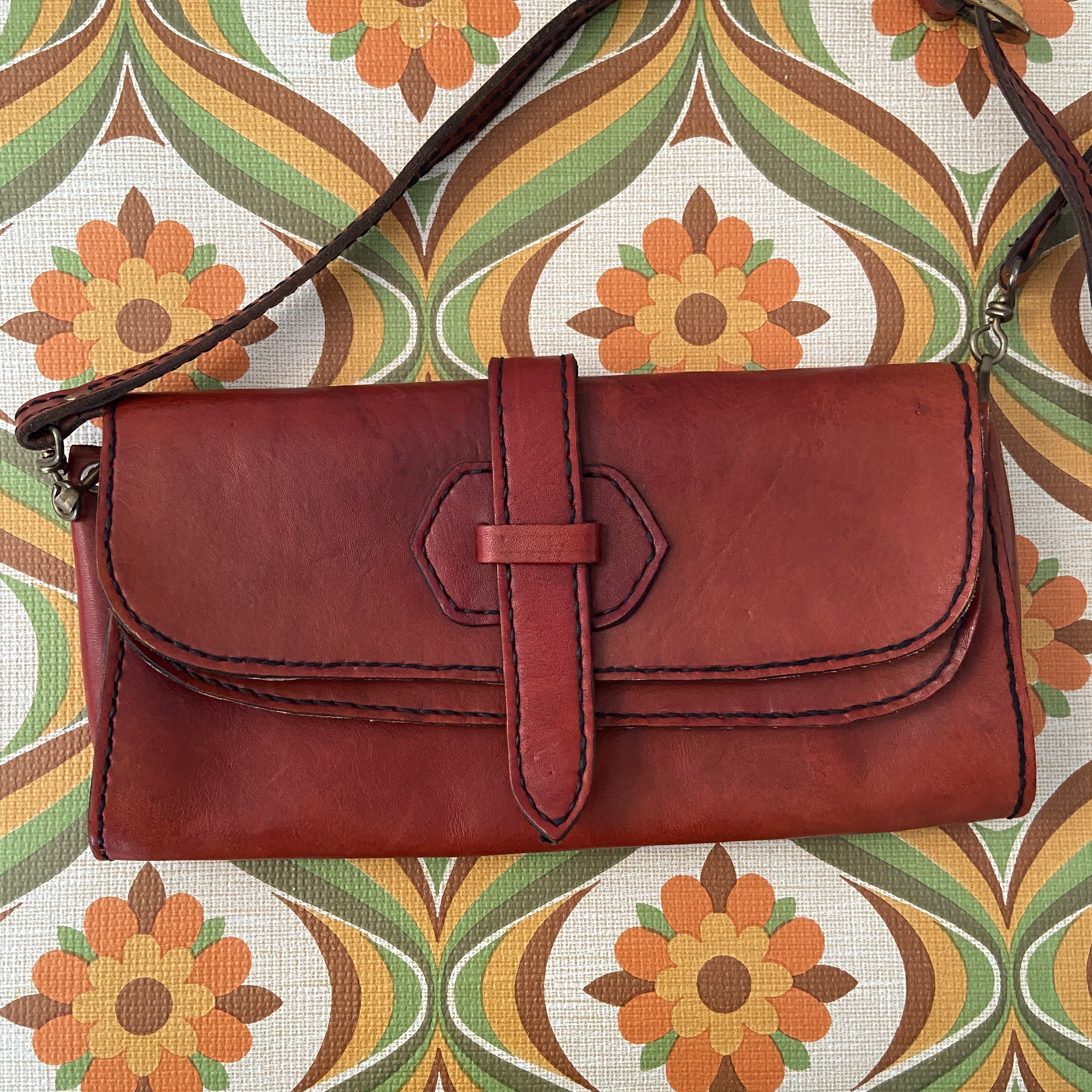Genuine Leather Handbag BOHO Hippy Old School 70's