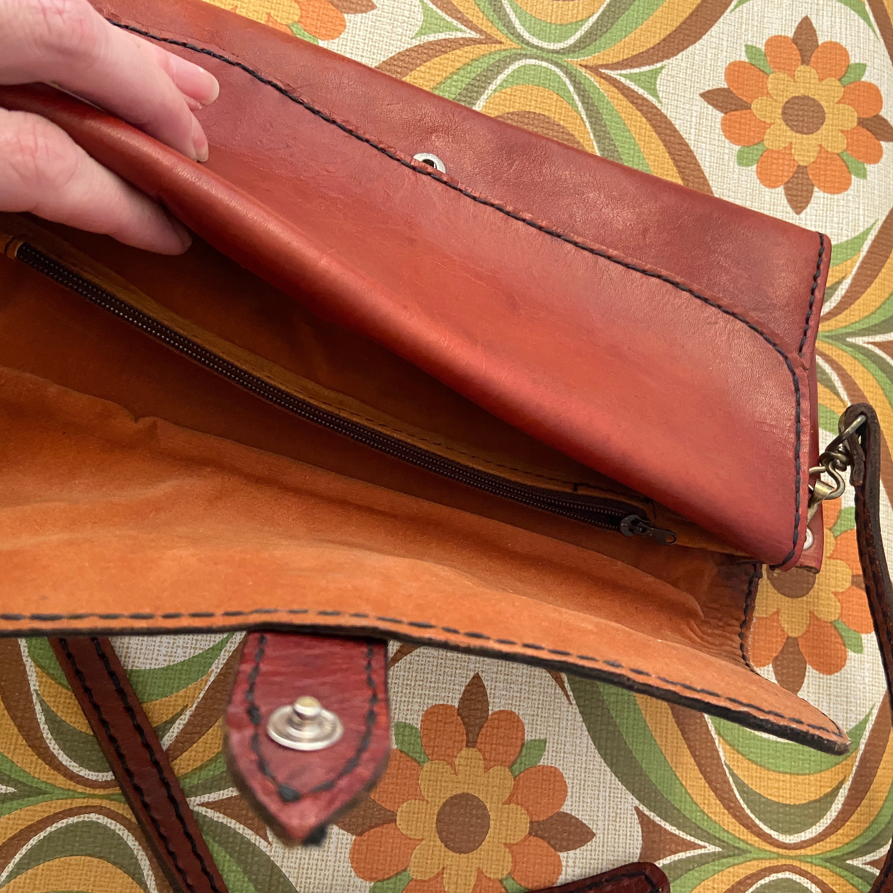 Genuine Leather Handbag BOHO Hippy Old School 70's