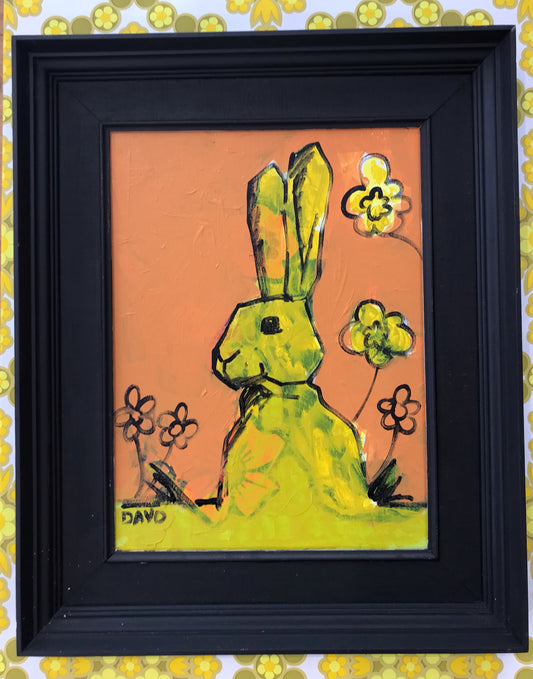 Rabbit ORIGINAL Canvas Painting Chunky Black Timber Frame