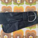 LARGE Wide Genuine LEATHER 80's Belt Black