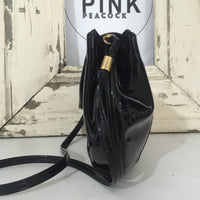 GOLD CREST Cool Black Patent Handbag 80's FAB Disco Evening Cocktail - Pink Peacock
 - 3