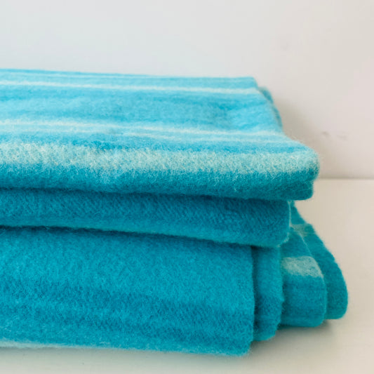 Pure WOOL UNUSED Laconia Blue Stripe Blanket
