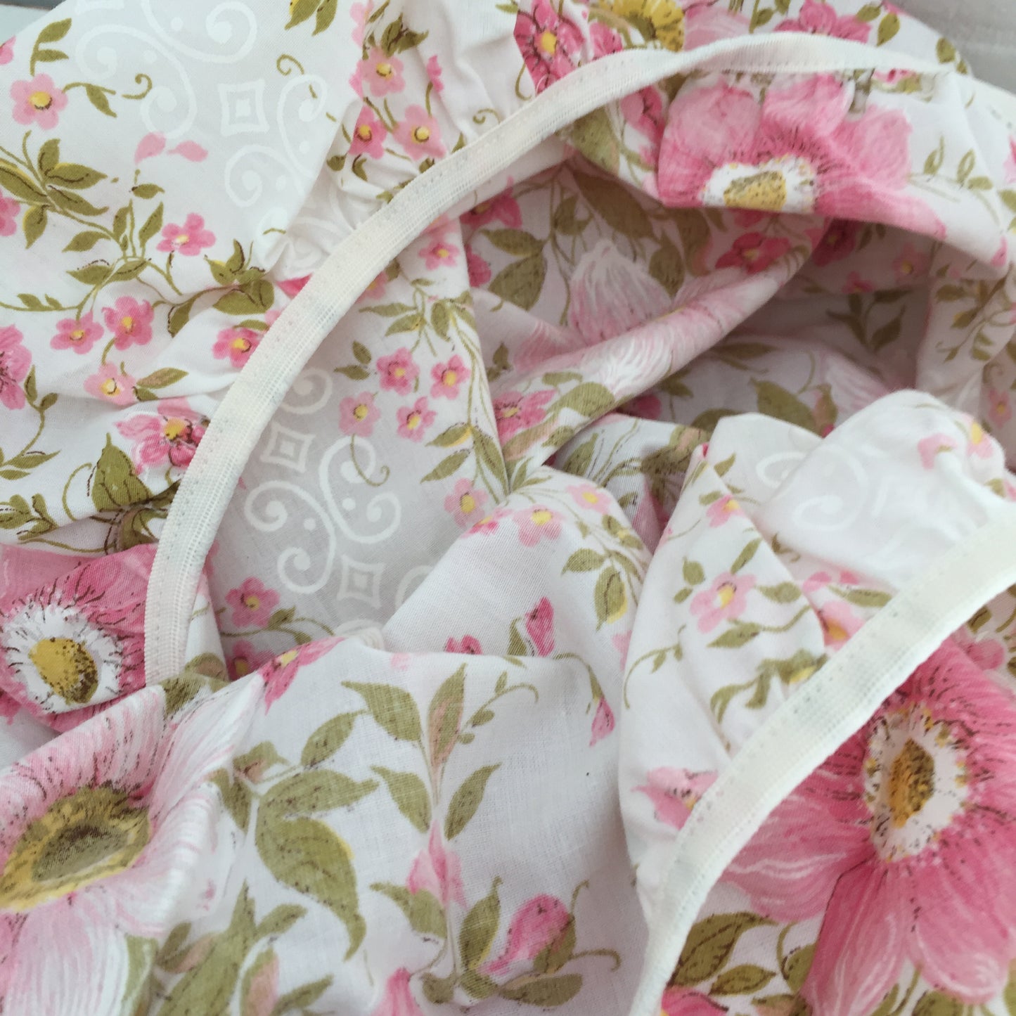 Vintage Cotton Single Fitted Sheet Floral Fabric RETRO Home