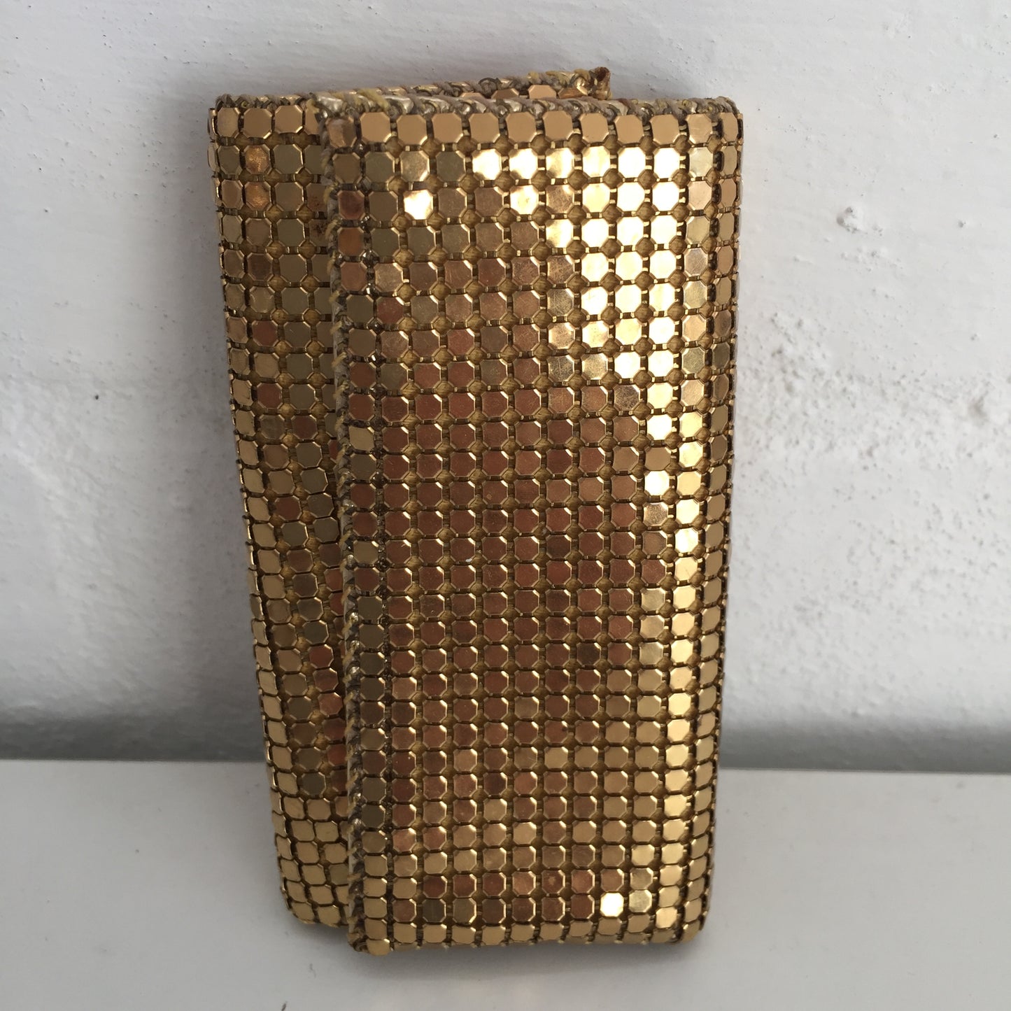 Glomesh Gold Vintage 70s Key Ring Holder Disco Chic Pink Peacock