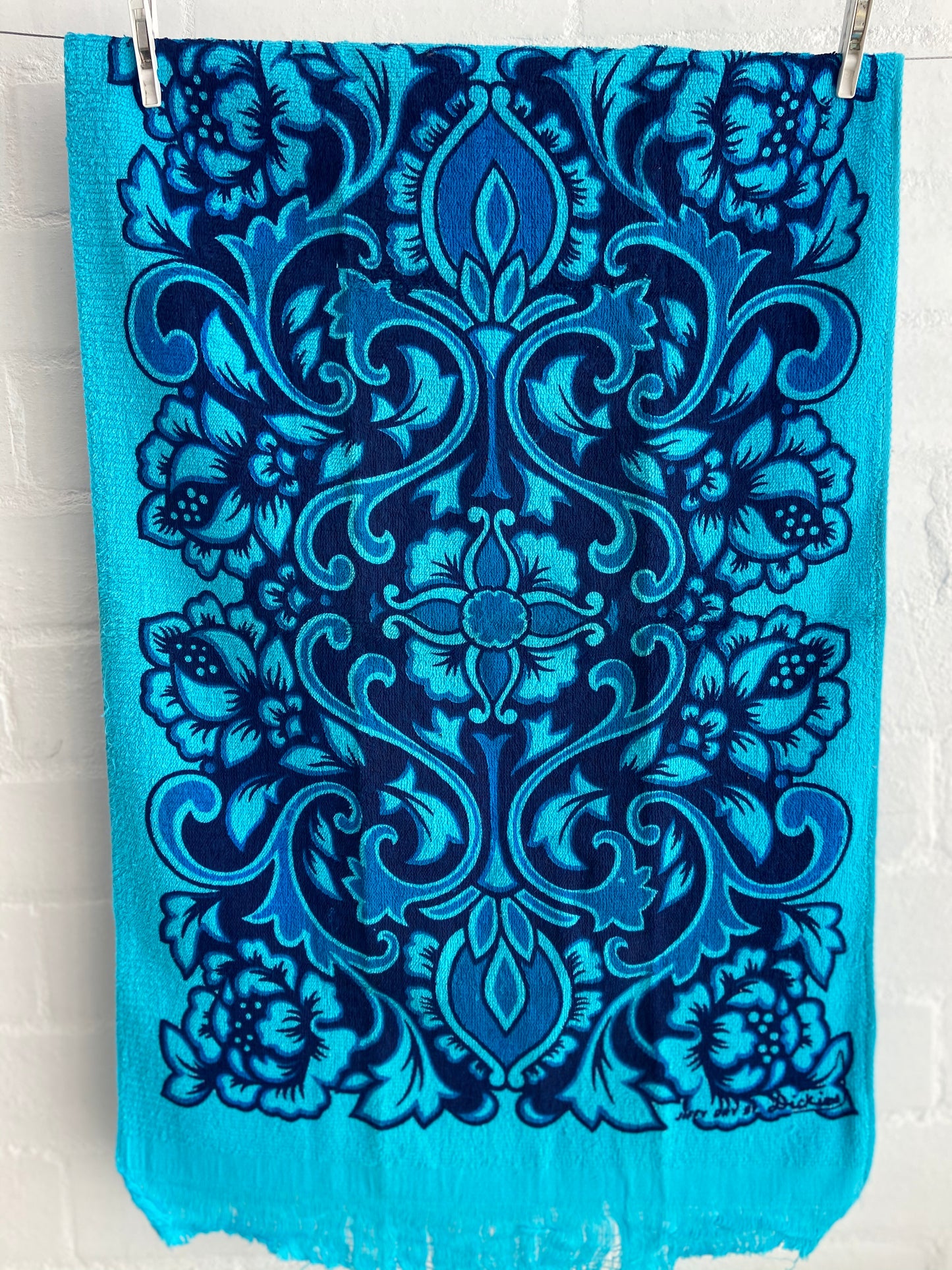 UNUSED Tea Towel BLUE 70's Towelling FABULOUS