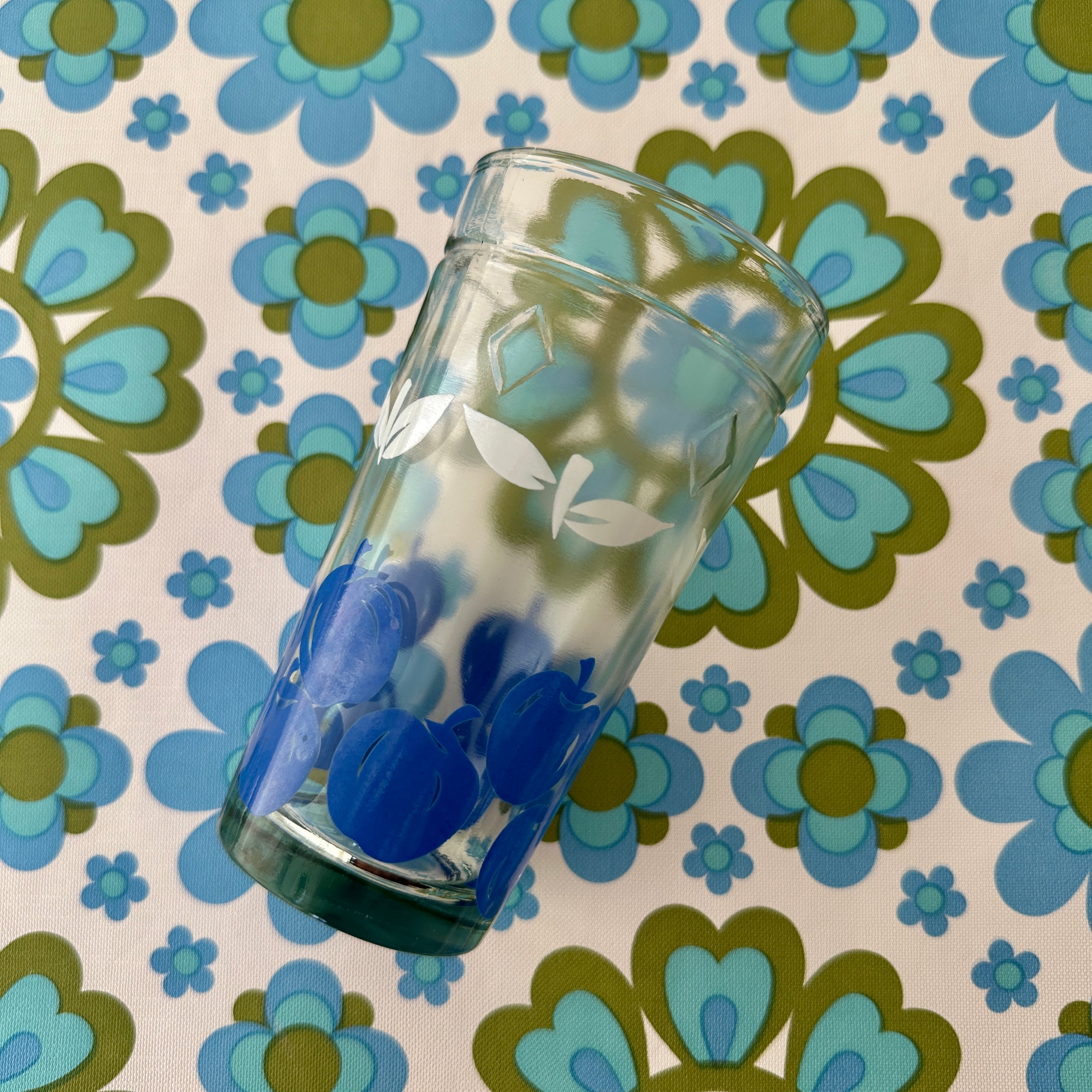 Blue Vintage APPLE Glass