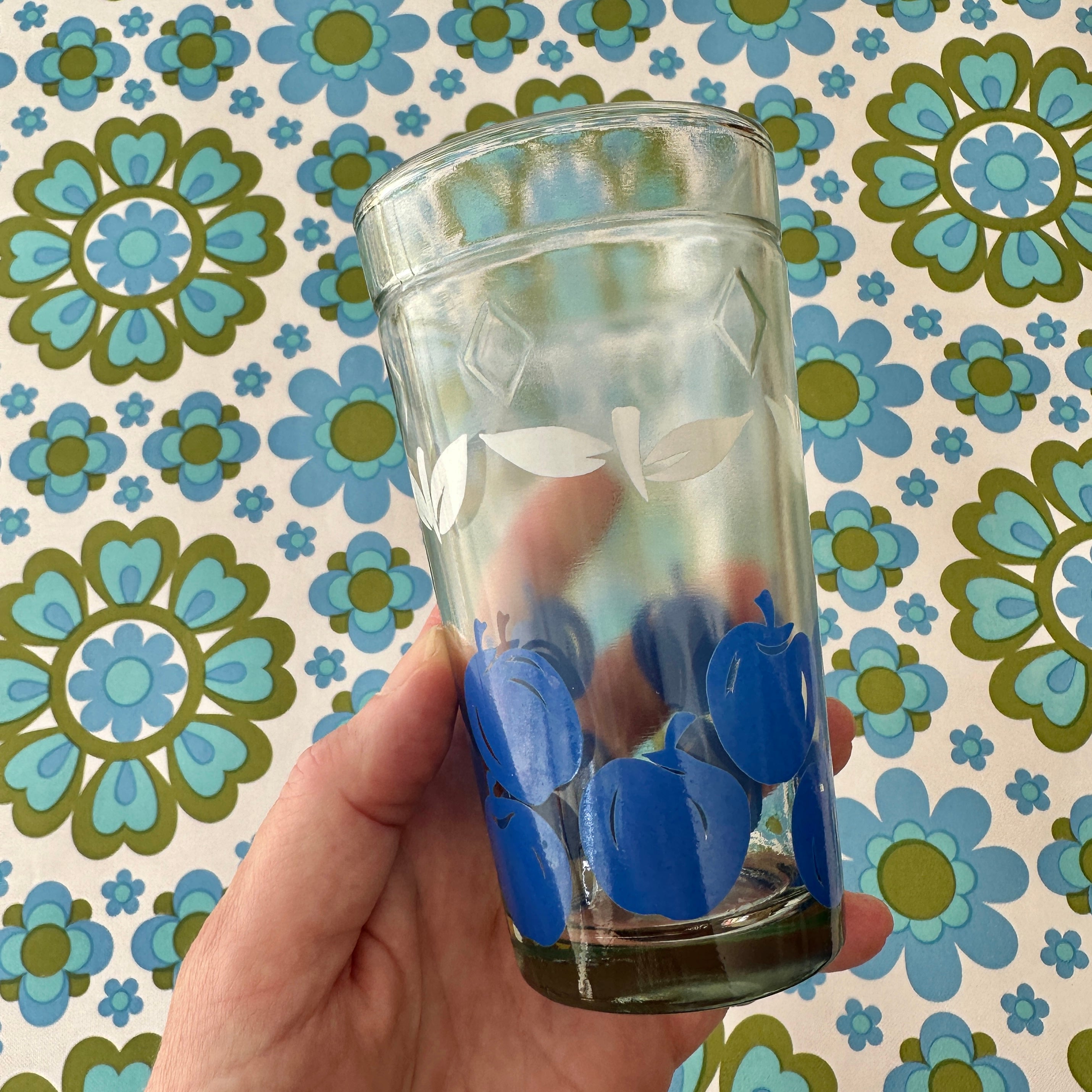 Blue Vintage APPLE Glass