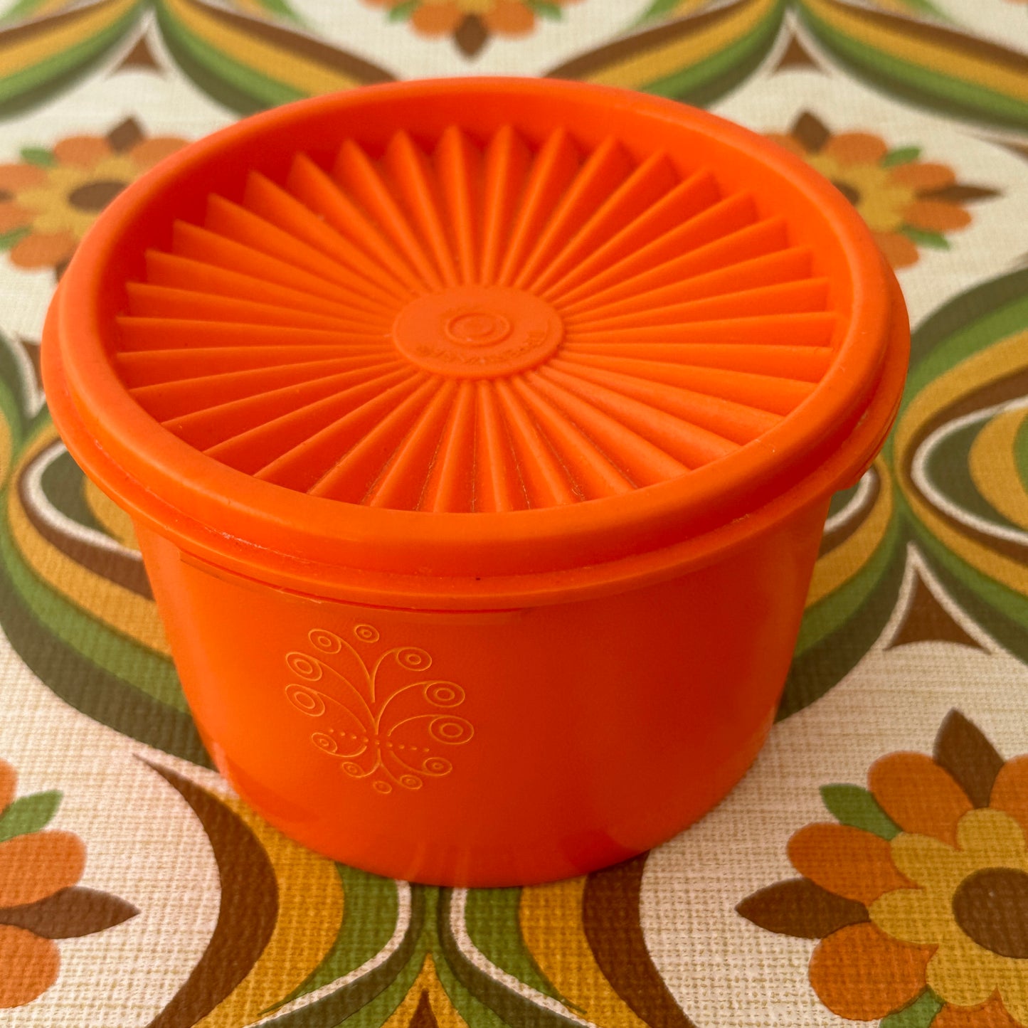 Cute Little Orange Retro Tupperware Container 70's