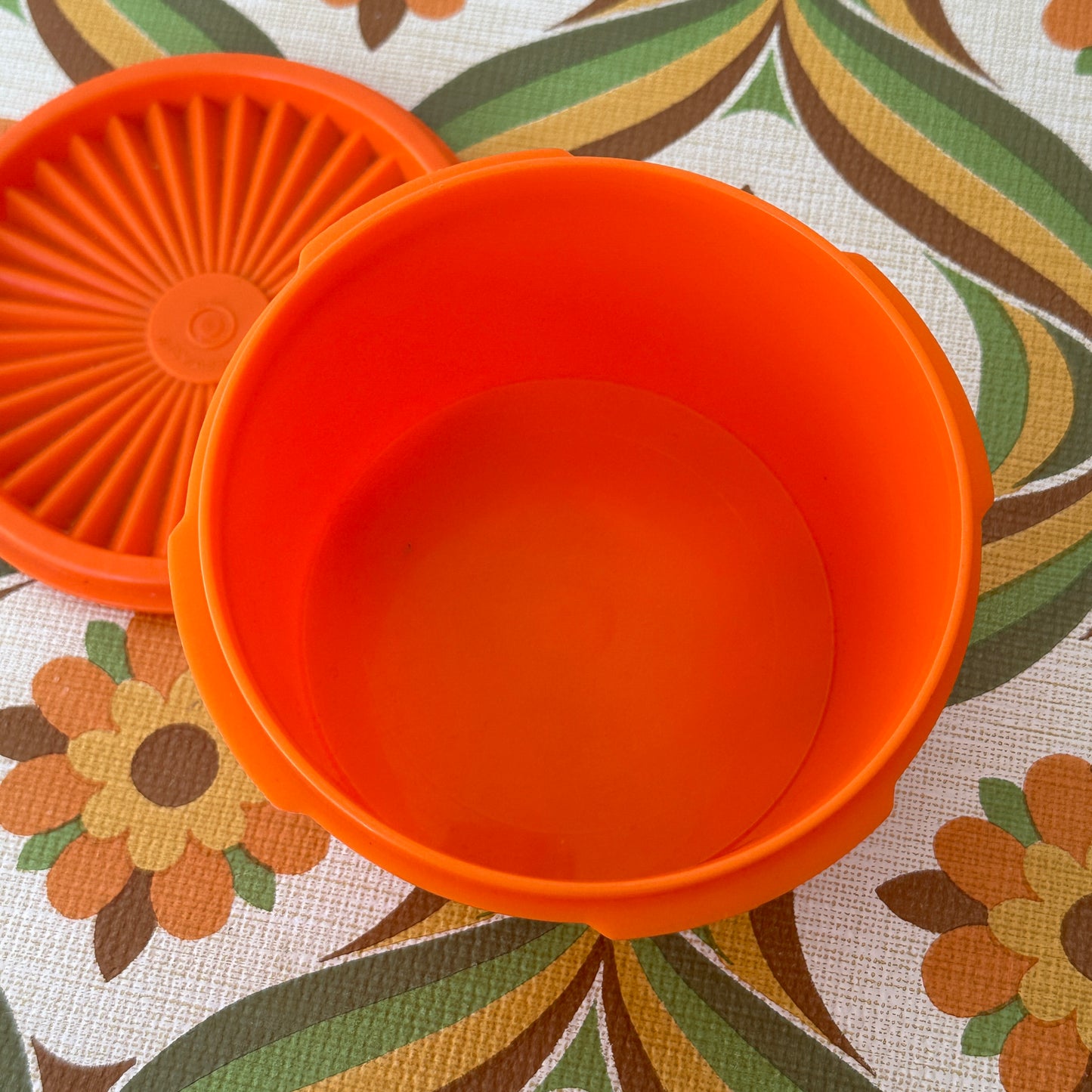 Cute Little Orange Retro Tupperware Container 70's