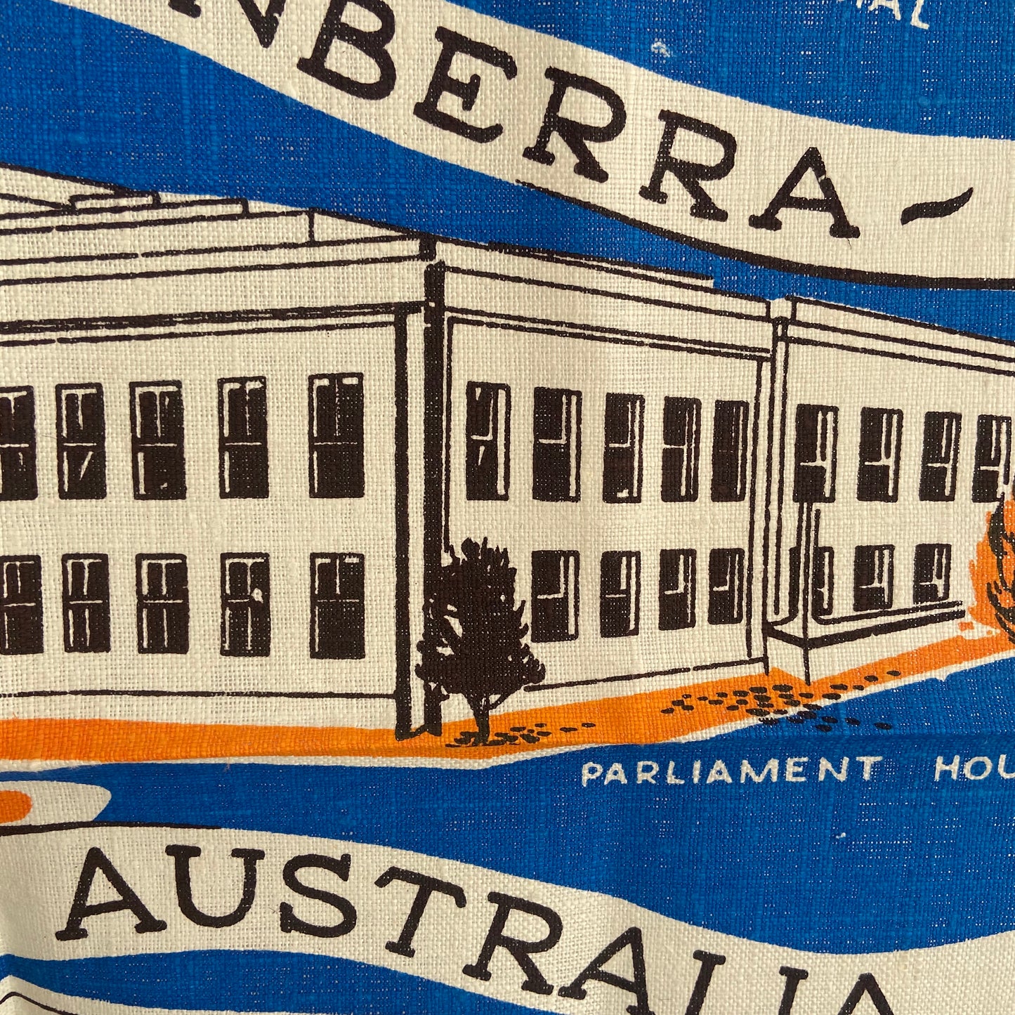 Canberra Vintage Souvenir TEA TOWEL Retro Kitchen UPCYCLE