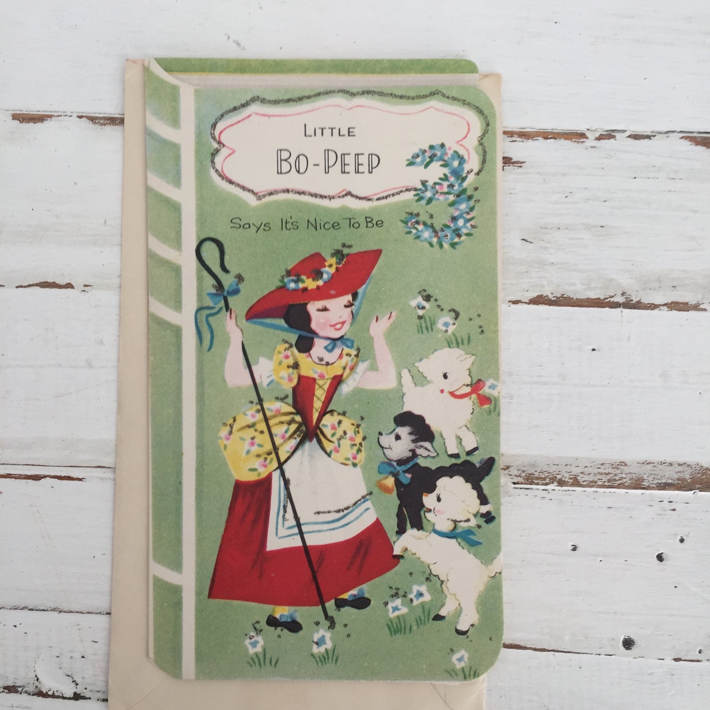 LITTLE Bo PEEP Vintage GREETING Card RETRO Craft UNUSED