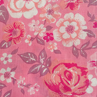 200cms Cotton VINTAGE Fabric Pink Floral 70's Quilting