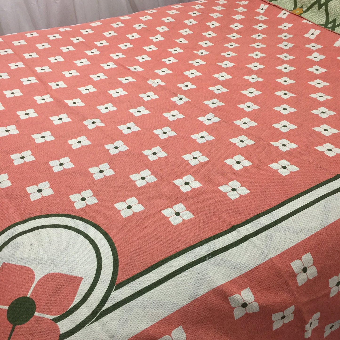 REVERSIBLE Bedspread UNUSED Gorgeous One of a KIND BLANKET Huge 70's Fabric