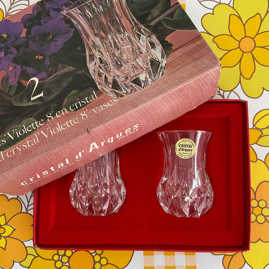 Cristal D'arques Pair of Vases Boxed Vintage Home