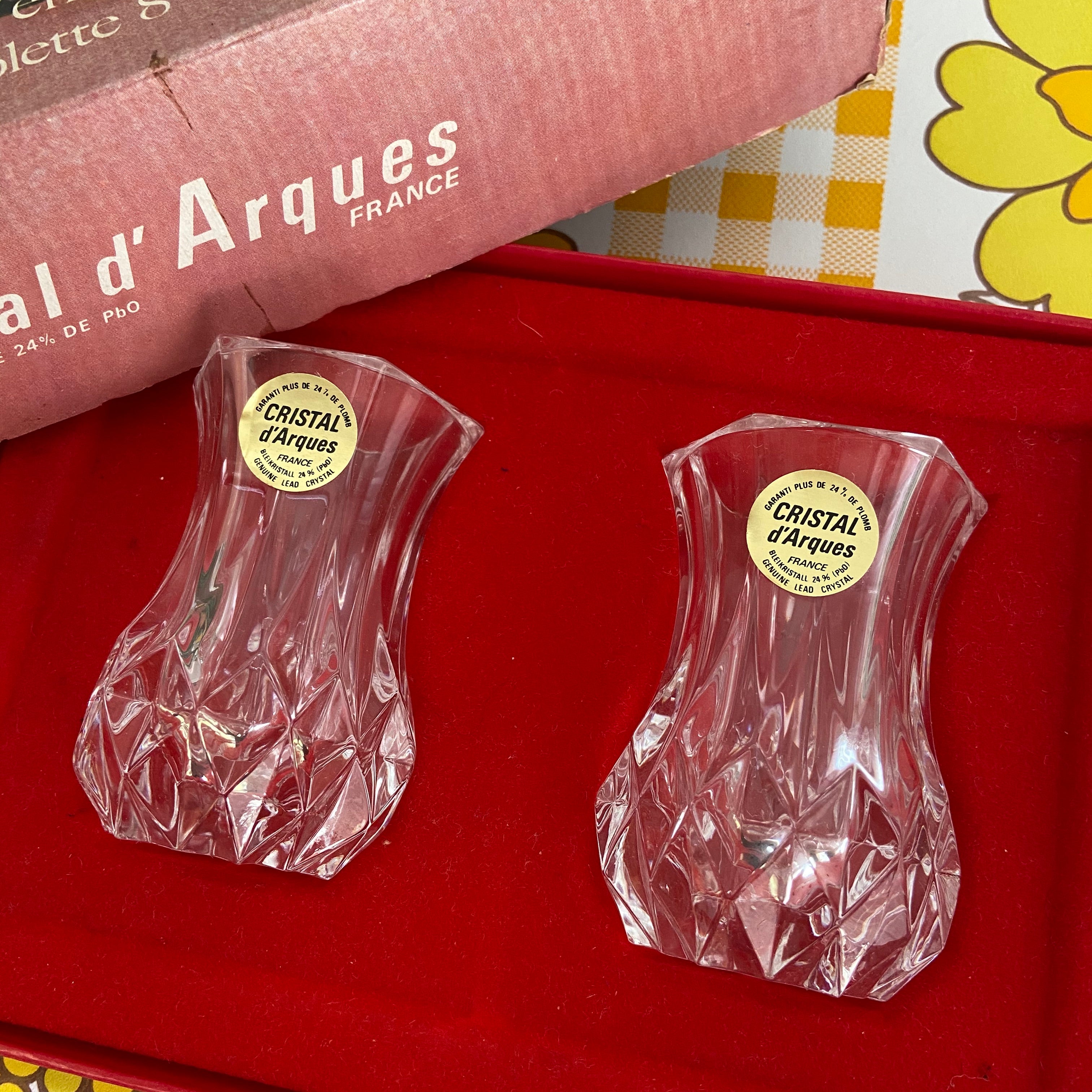 Cristal D'arques Pair of Vases Boxed Vintage Home