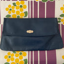 Navy Blue Clutch Handbag LEATHER Vintage