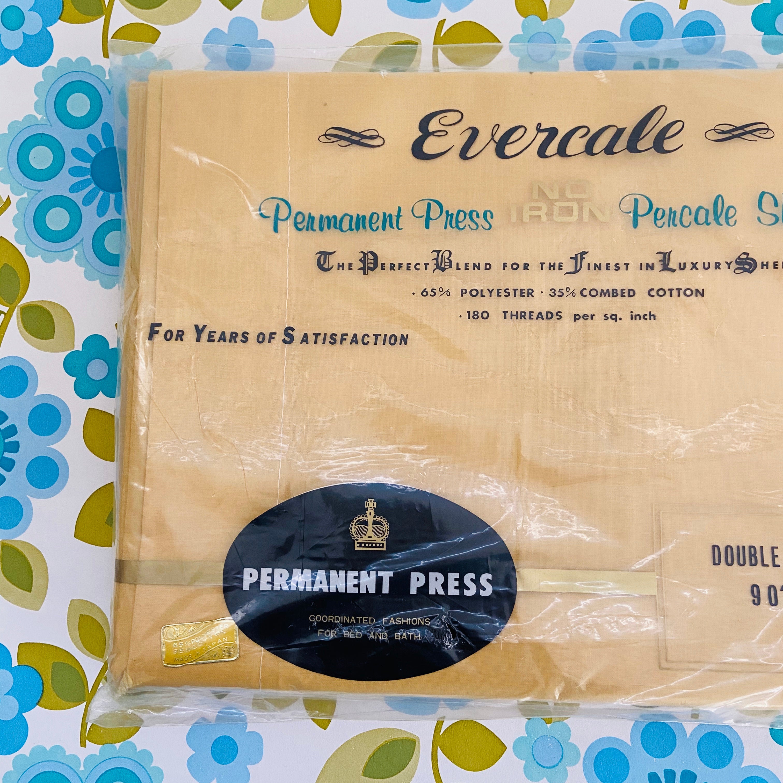 EVERCALE Sheet Double FLAT Permanent Press UNUSED VIntage