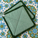 Cute Green PAIR Patchwork UNUSED Pot Holder