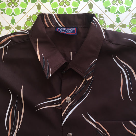 Vintage Polyester Mens 70's Shirt 105cms Chest RETRO Wardrobe