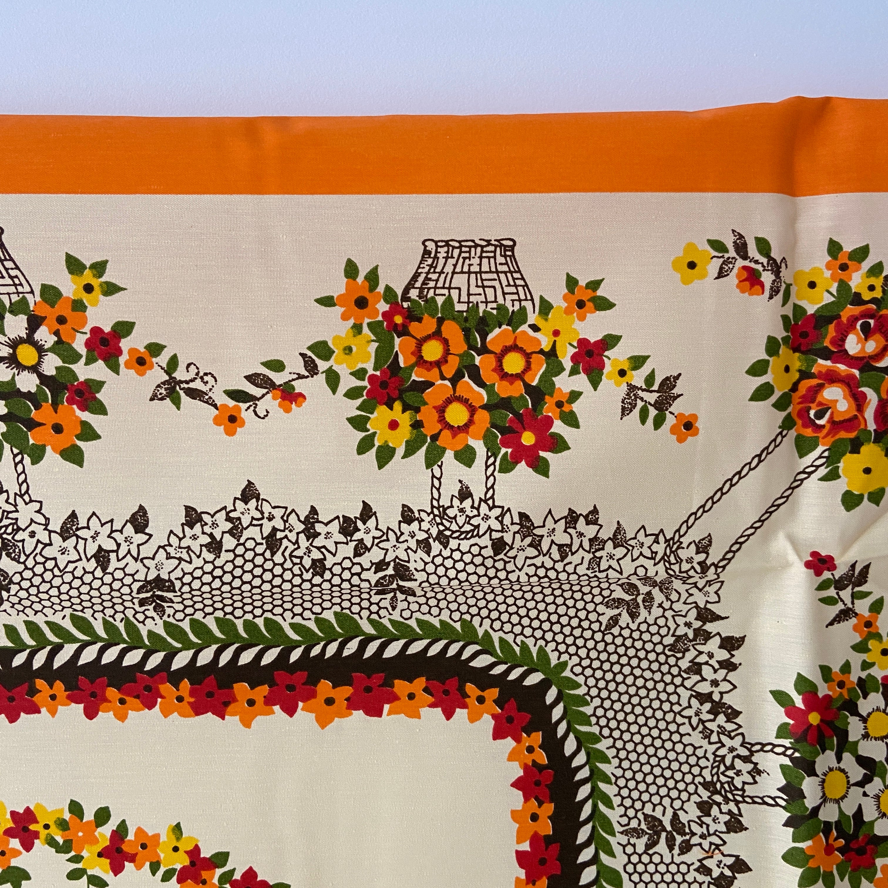 BRAZIL Vintage Cotton Table CLOTH Unused Floral