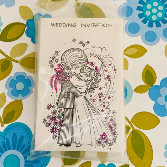 Pack of 10 VINTAGE Retro Wedding Invites CARDS Unused