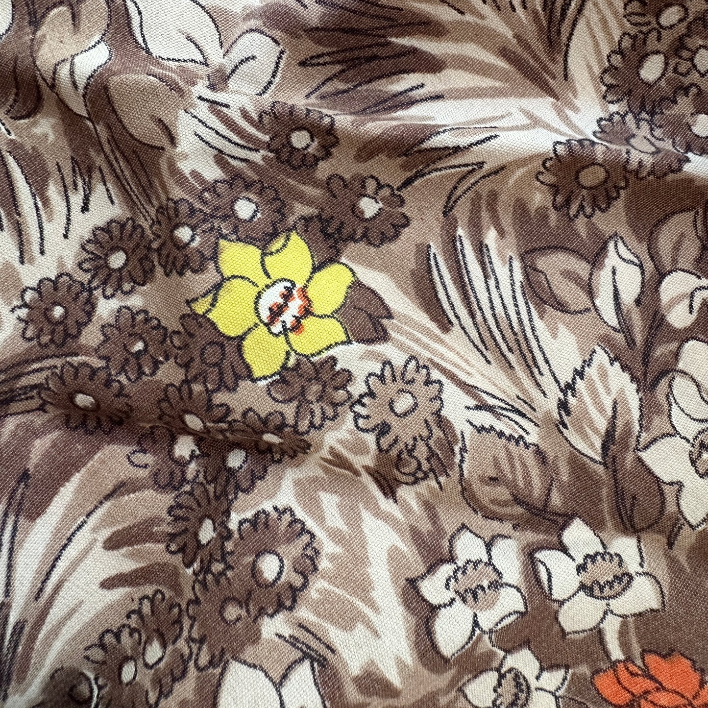 320cms Silky Vintage Brown Floral Dress FABRIC