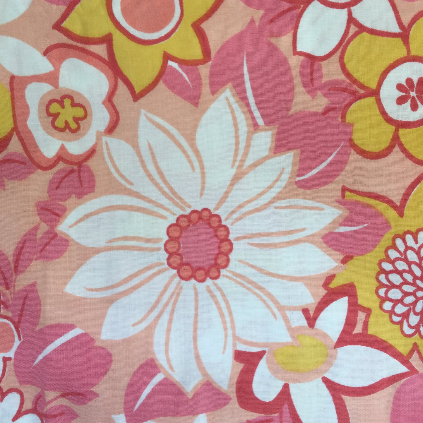 UNUSED Pink Floral Retro Vintage Cotton Sheet FABRIC