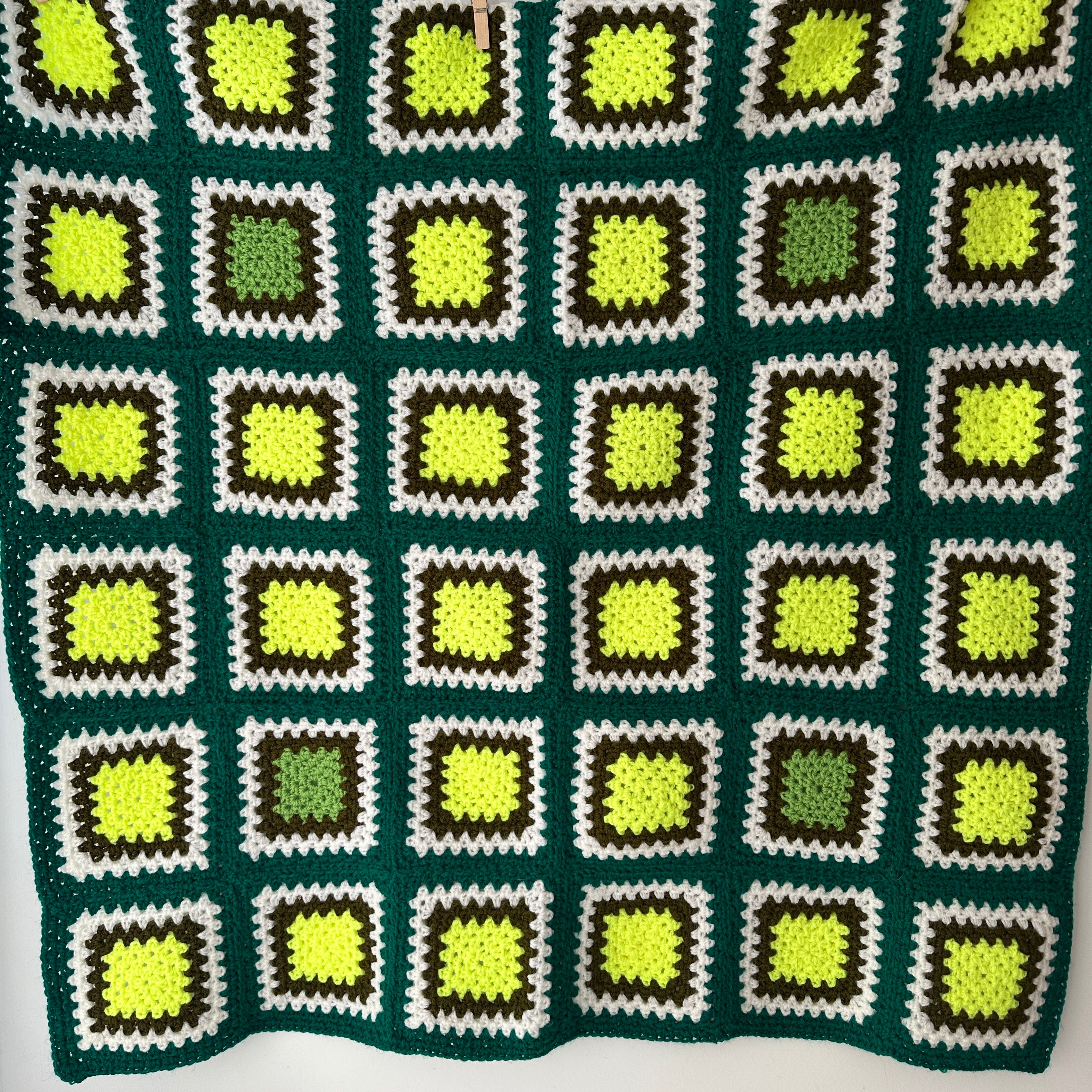 Green Crochet Granny Blanket AS NEW