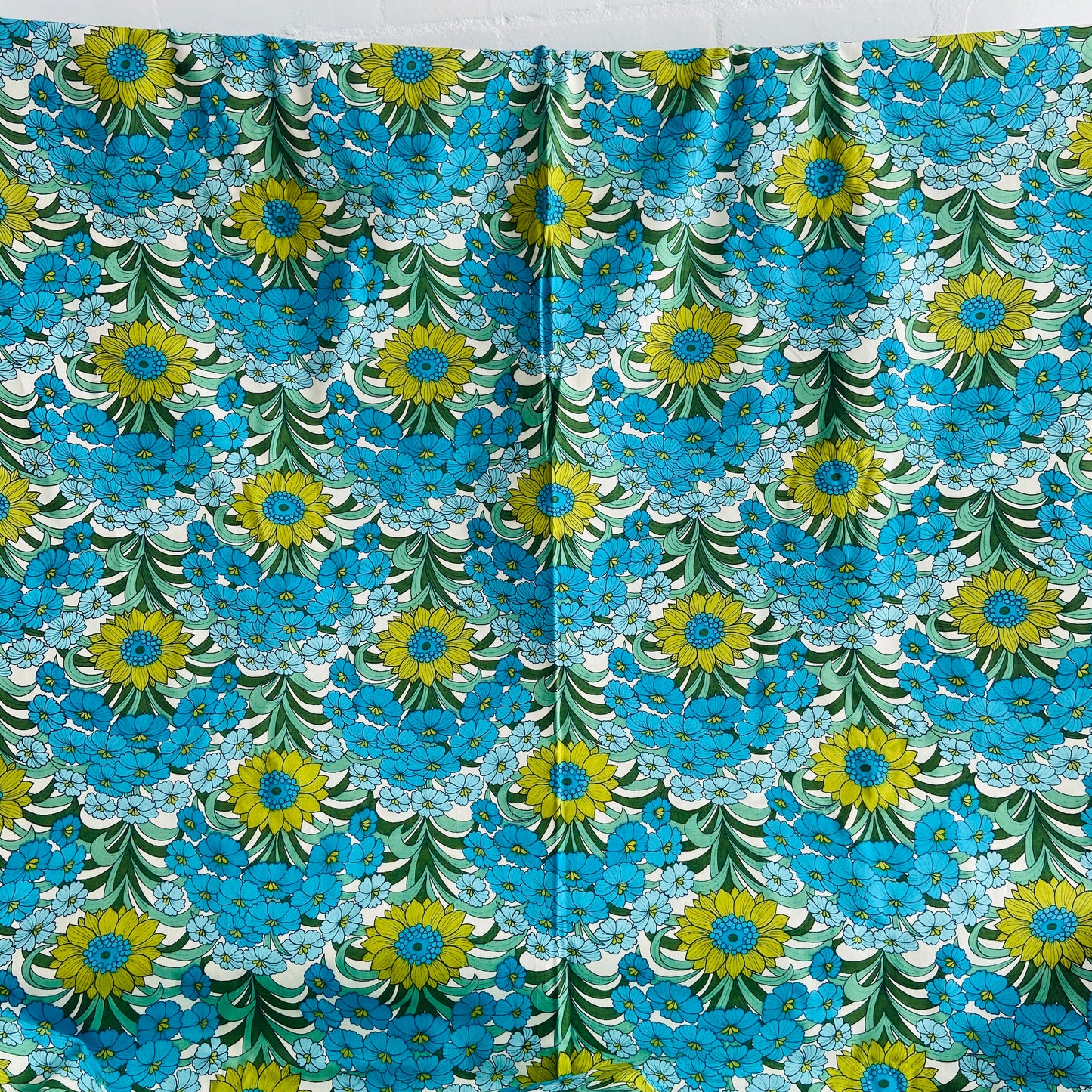 Stunning Vintage Blue & Yellow FLORAL Mid Century Upholstery Fabric Marbury in VAT Colours