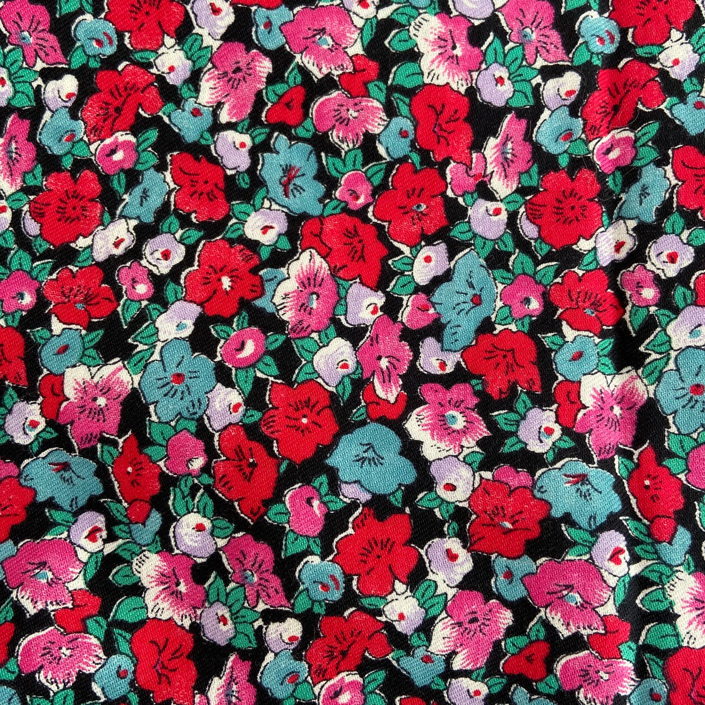 Vintage Floral FABRIC Bright COTTON Craft Sewing LOVELY