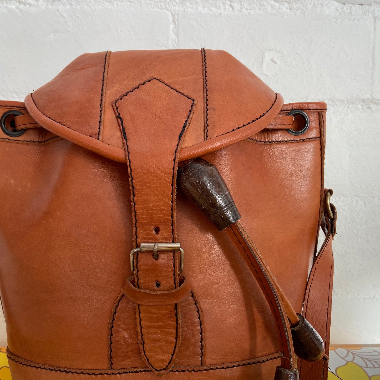 Awesome Genuine LEATHER Vintage Handbag FABRIC Lining Charm Boho