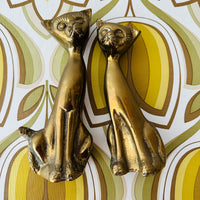 Pair of SOLID BRASS Cats Retro Home Decor